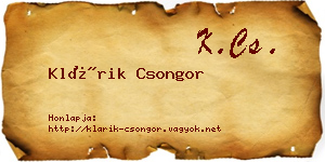Klárik Csongor névjegykártya